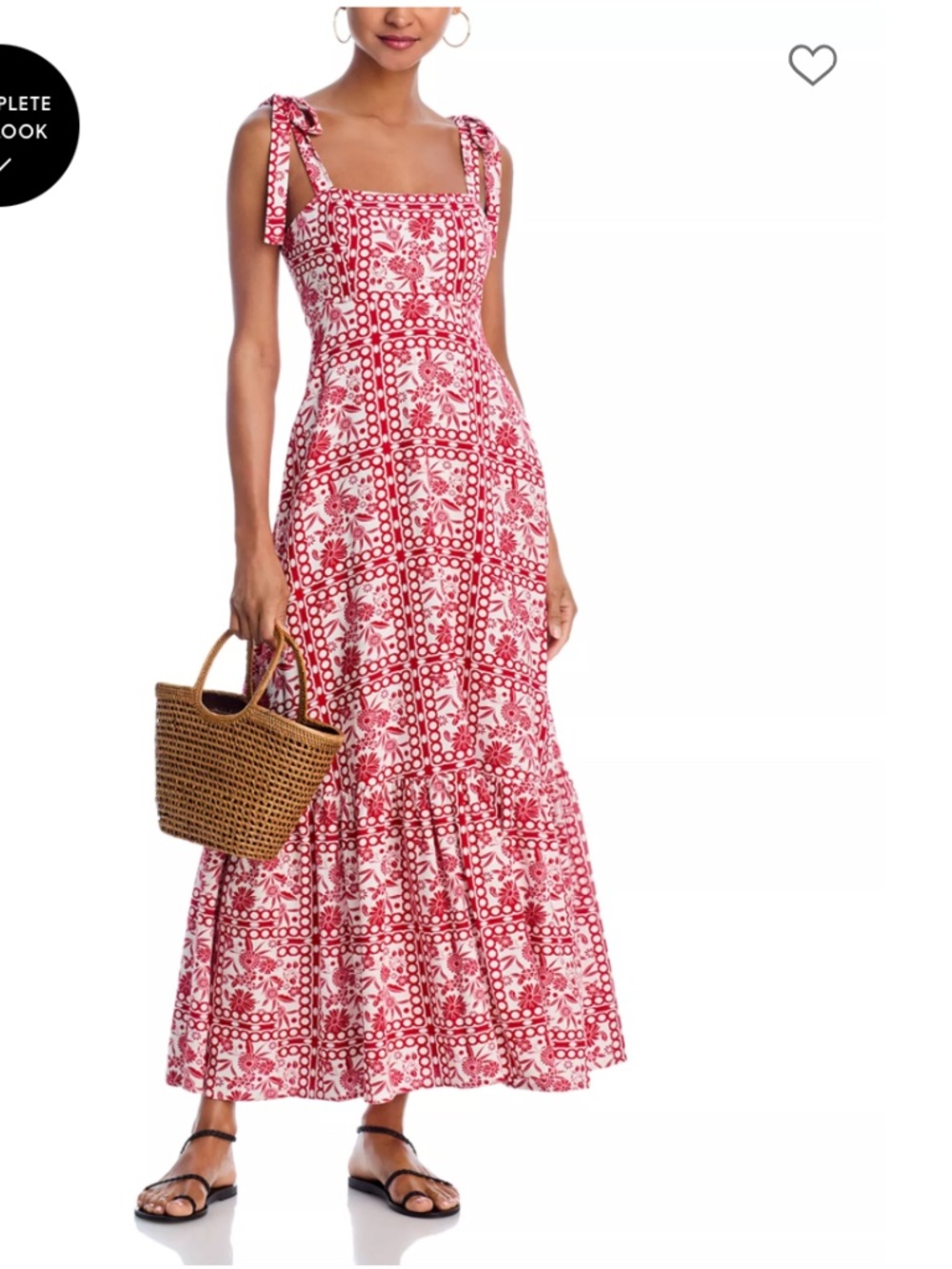 Aqua Red Tile Print Maxi Dress